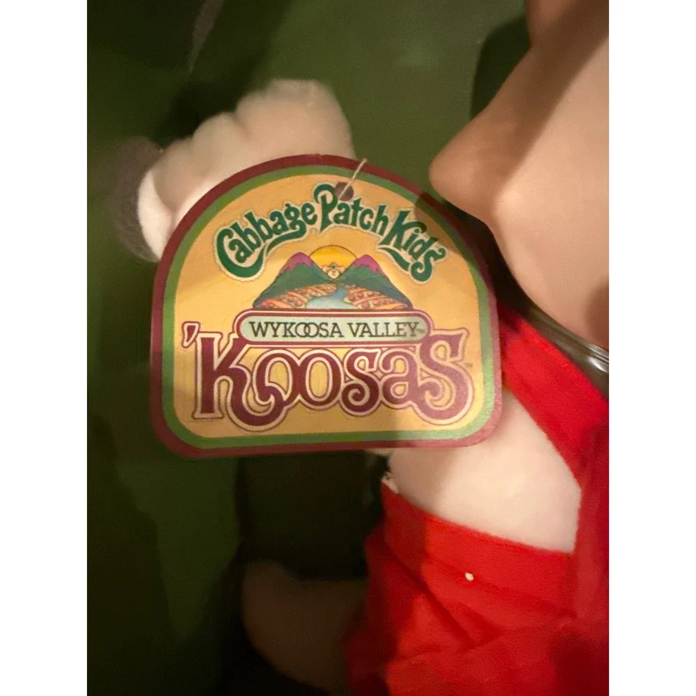 Vintage Cabbage Patch Kids Koosas Cat Plush Red Overalls New in Box with Papers